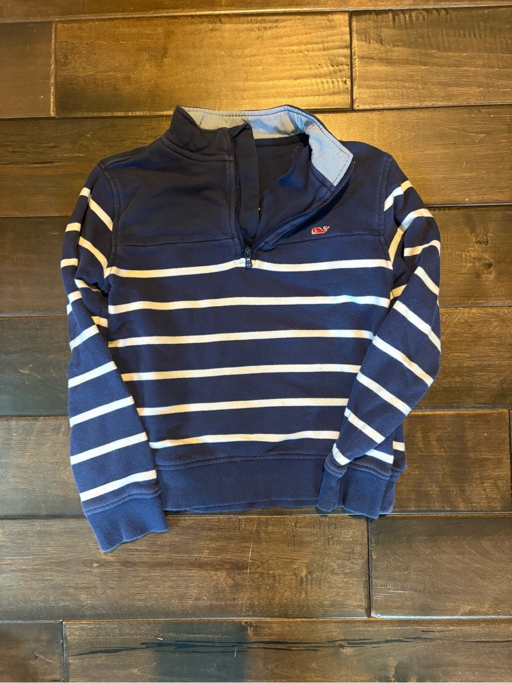 Navy and White Striped Quarter-Zip Sweatshirt Vineyard Vines